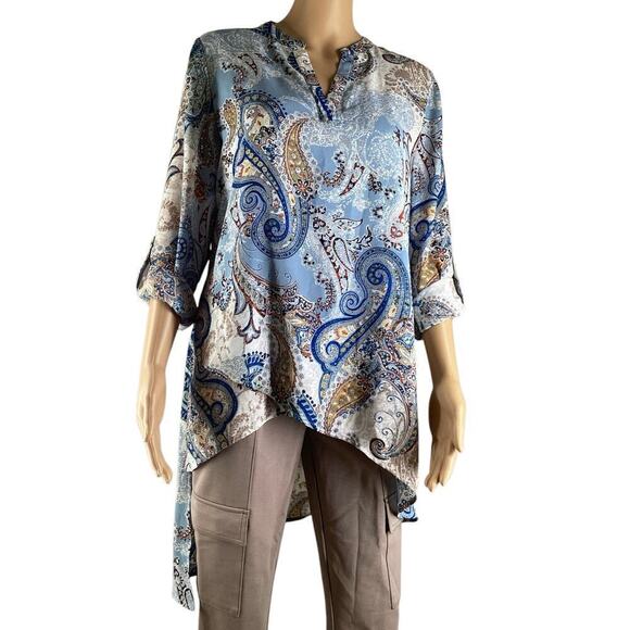 Chicos Paisley Layered high low Tunic women’s sz 0 - Picture 1 of 9